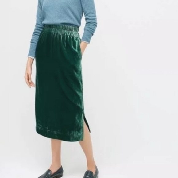 J. Crew Pull-On Velvet Skirt Dark Green XS - Picture 1 of 5